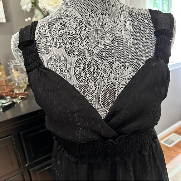 Vintage Jordache Y2K Black Babydoll Tunic Top Metallic Juniors Size Large - Picture 2 of 15